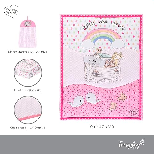 Miniatura 81 de EVERYDAY KIDS 4 Piece Boys Crib Bedding Set - Choo Choo Train - Includes Quilt, Fitted Sheet, Dust Ruffle and Diaper Stacker - Nursery Bedding Set -