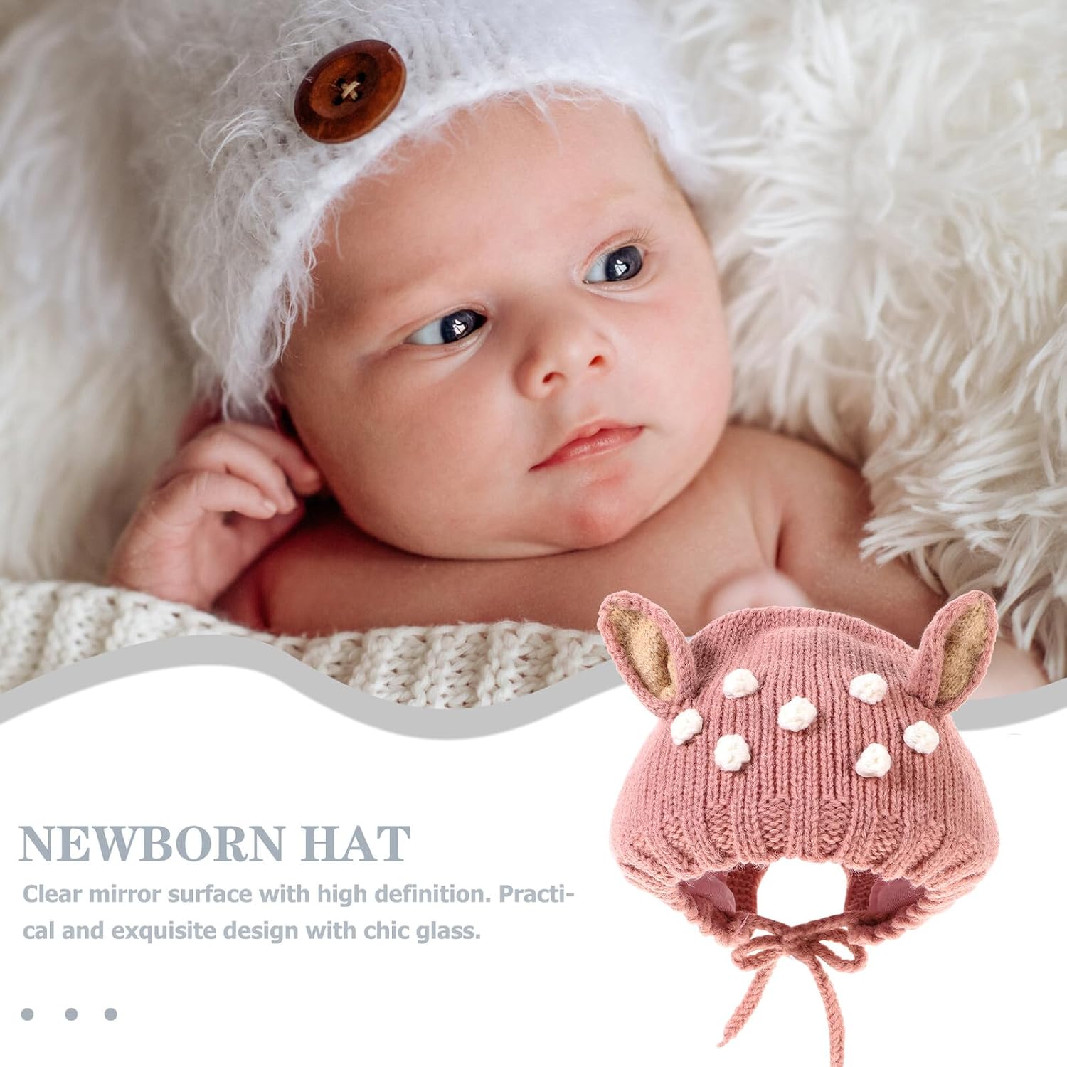 CALLARON Baby Earflap Woolen Yarn Knitted Hat for Winter Warmth Pink