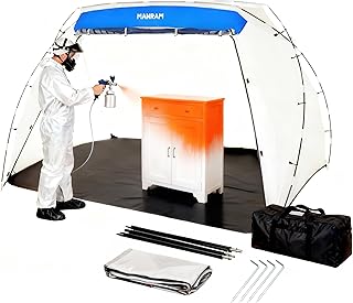 Portable Paint Tent, Large Paint Booth with Built-in Floor, Mesh Screen, Windproof Hooks, and Storage Bag