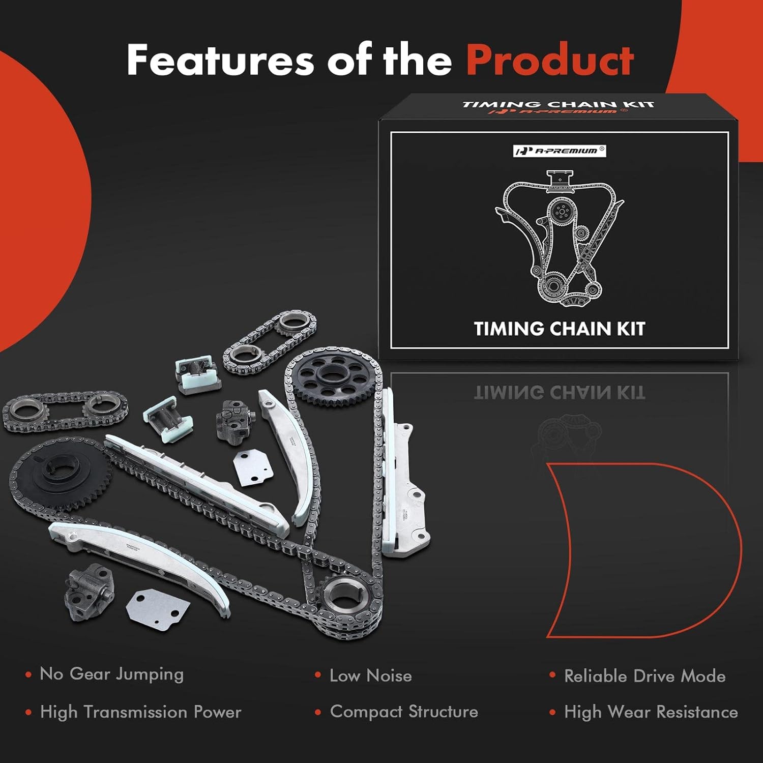 A-Premium 19Pcs Engine Timing Chain Kit W/Tensioner & Guide & Sprocket [DOHC, V8 4.6L] Compatible with ford Mustang 98-99 & Lincoln Continental 98-99, Mark VIII 1998