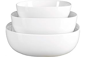 Denmark White Porcelain Chip Resistant Scratch Resistant Commercial Grade Serveware, 3 Piece Serving Bowl Set