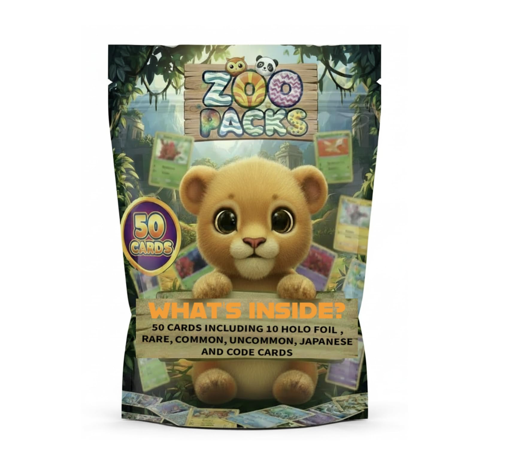 Zoo Packs TCG 50 Card Starter Pack - Amazon Exclusive - Includes 10 Holograms WOTC Vintage Cards Japanese