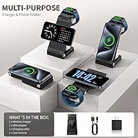 Vista 2 de Estación de carga rápida inalámbrica Mag-Safe 2026, cargador magnético 3 en 1 con luz para iPhone 17 16 15 14 13 12 Pro Max Plus, Apple Watch Series