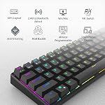RK ROYAL KLUDGE 60% Mechanical Keyboard, 2.4Ghz/Bluetooth/Wired, Wireless Bluetooth Mini Keyboard 61 Keys, RGB Hot Swappable Red Switch Gaming Keyboard - Black