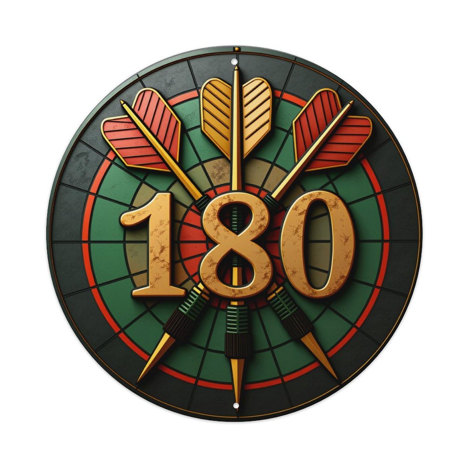 Gentinap Vintage Dart Board With Three Arrows Hitting 180 Score Round Tin Sign Metal Sign Home Bar Garden Wall Decor Metal Poster 8X8 Inch