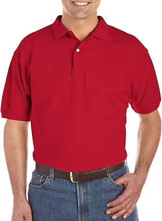 Harbor Bay by DXL Men's Big and Tall Piqué Polo Shirt, Tango Red Heather
