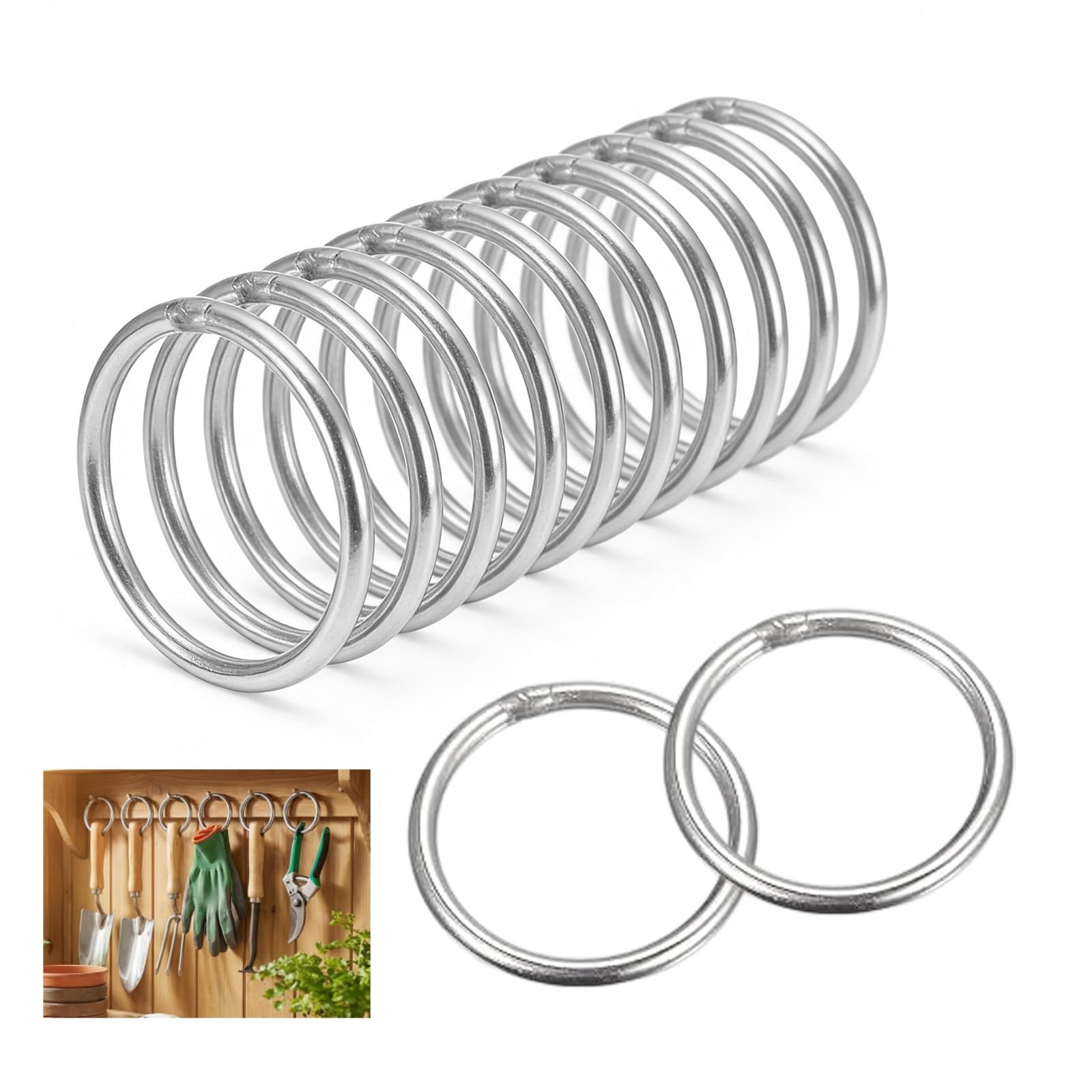 Anillas Acero Inoxidable 30 mm Soldadas para Correas Perros Paracord Cierres