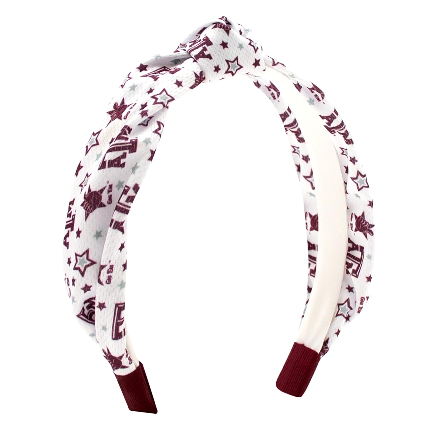 Wee Ones Divine Creations, Girls' Signature Collegiate Logo Print Grosgrain Knot Headband, One Size, Texas A-M Aggies
