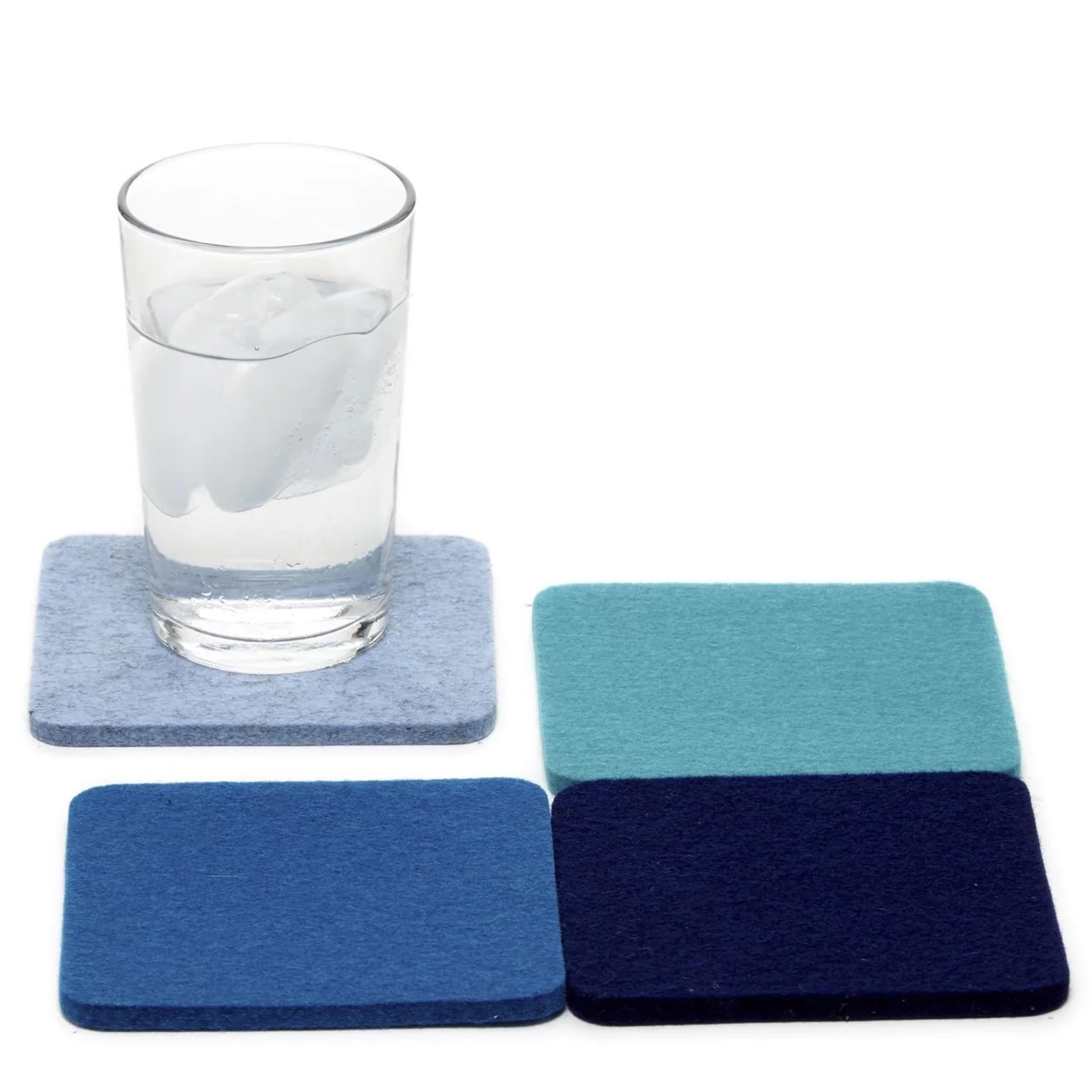Graf Lantz Bierfilzl Square Felt Coasters - Multi-Color Set of 4-100% Merino Wool - Water-Wicking, Stain-Resistant, Absorbent (Ocean)