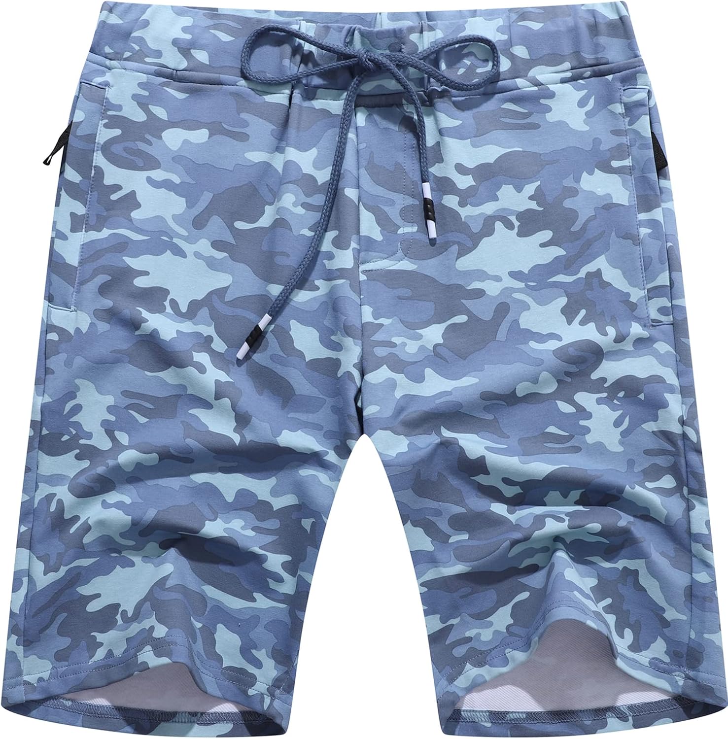 Boisouey Mens Shorts Casual Drawstring Zipper Pockets Elastic Waist