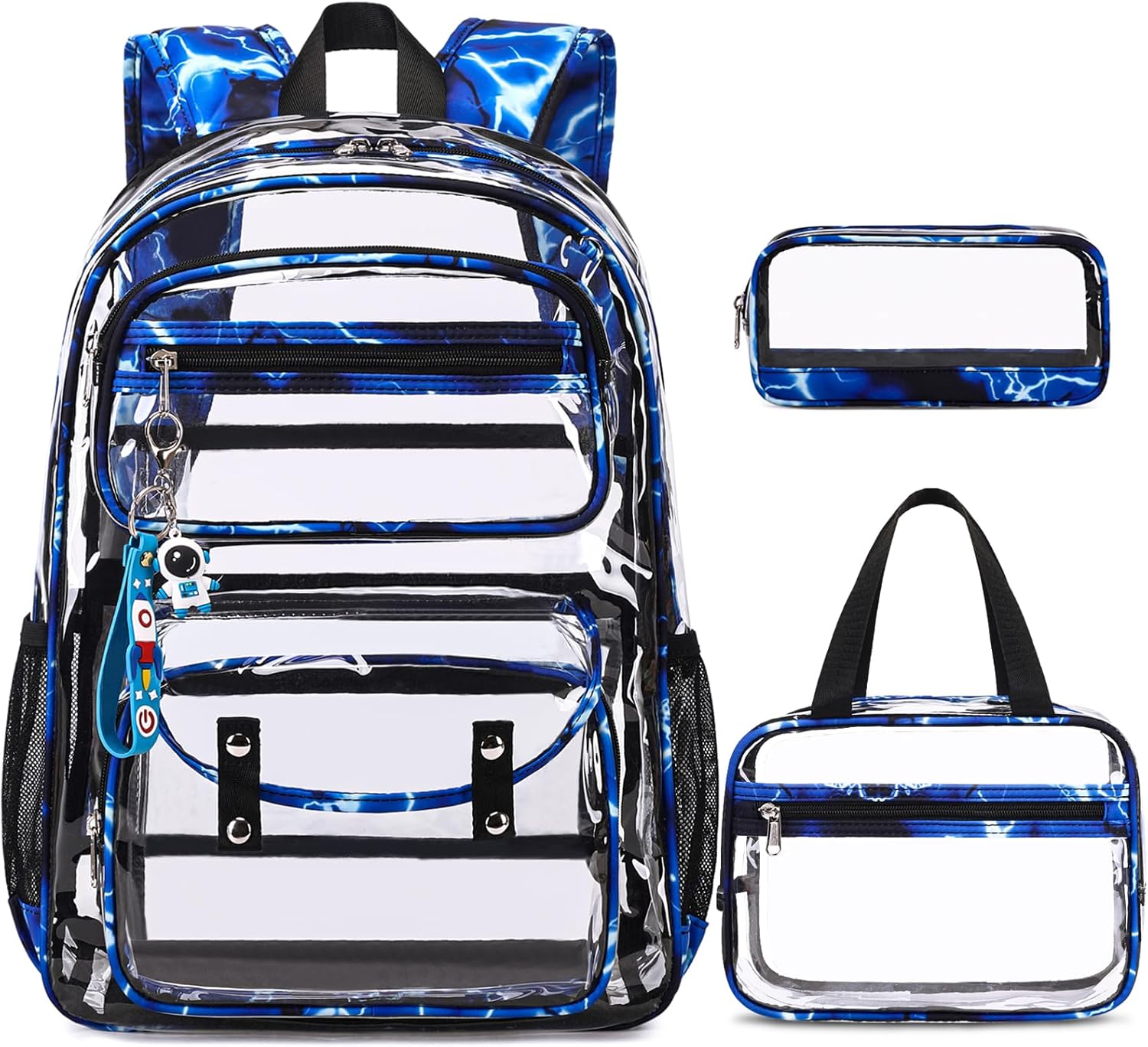 Clear Backpack for Boys Girls - 3 Pcs Clear Heavy Duty with Lunch Bag - See Through Backpack Stadium Approved