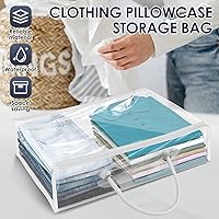 Lot De 6 Sacs De Rangement En Plastique PVC Transparent Avec Fermeture éclair Et étiquette Pour Couvertures, Vêtements, Placard, Couette, Oreiller, Drap De Lit (40 X 35 X 10 Cm