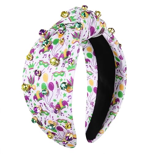 vokone Diadema de Mardi Gras, diadema acolchada con cuentas de cristal, accesorio para el cabello (máscara de balón)