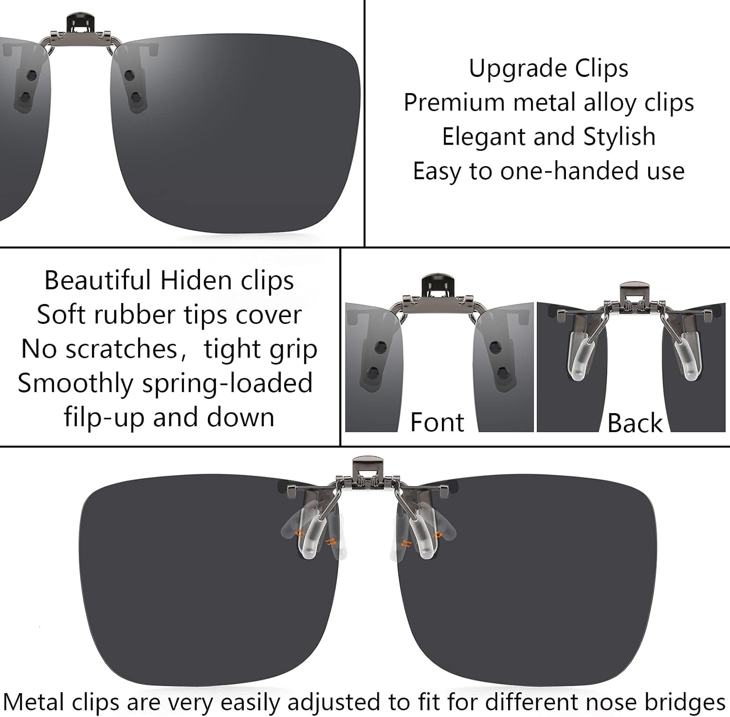 CAXMAN Polarized Clip On Sunglasses Over Prescription Glasses for Men Women UV Protection - Image 3