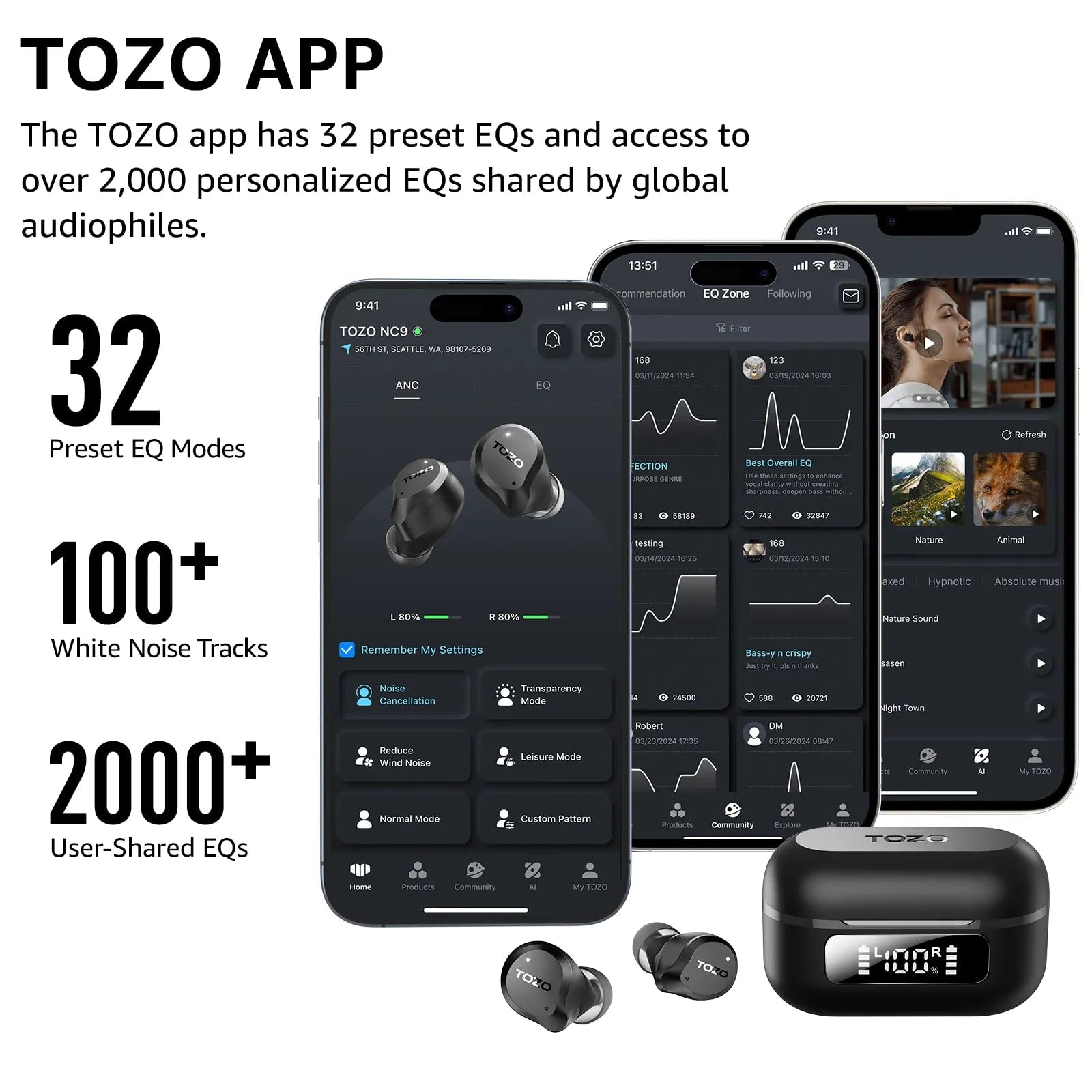 TOZO NC9 Plus Bluetooth Kopfhörer Geräuschunterdrückung Mit 2500mAh LED Ladebox Online Kaufen