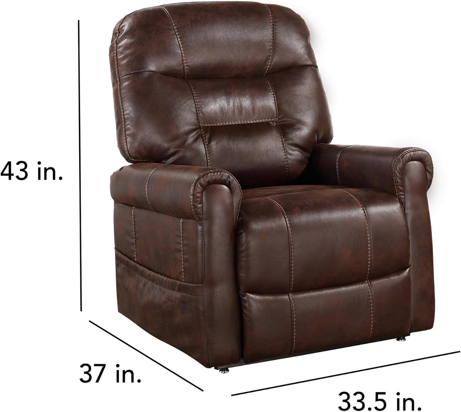 Dimensions of the Steve Silver Ottawa Power Lift Chair Recliner