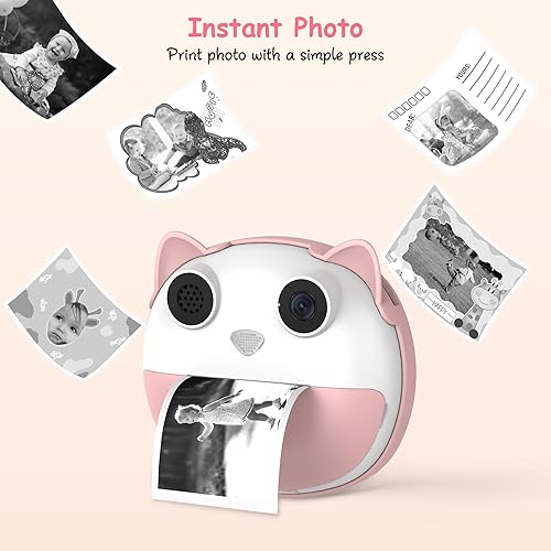 Miniatura 9 de HelloBaby Cámara de impresión instantánea para niños, pantalla IPS de 3.2 pulgadas, cámaras instantáneas para niños, cámaras de video digitales HD