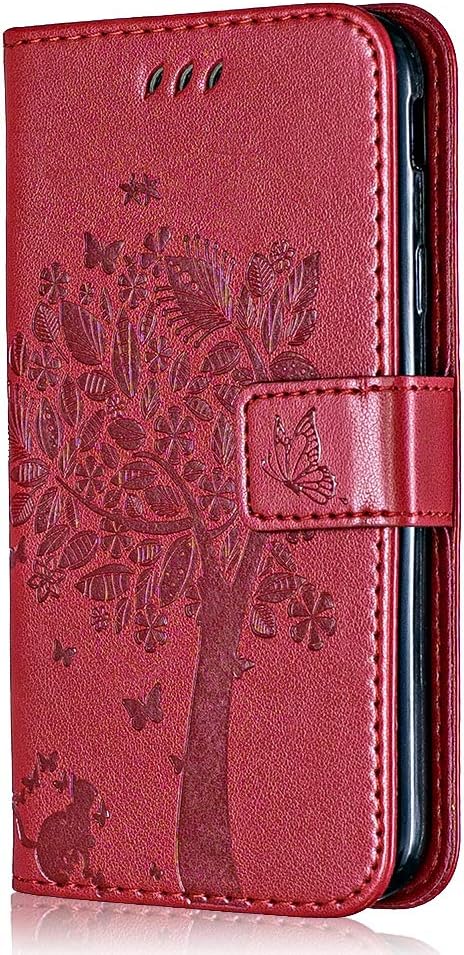 Custodia Portafoglio In Pelle Per Samsung Galaxy A6 Plus 2018 - Motivo Mandala 3D Fiore Rosso - Con Pennino - 5