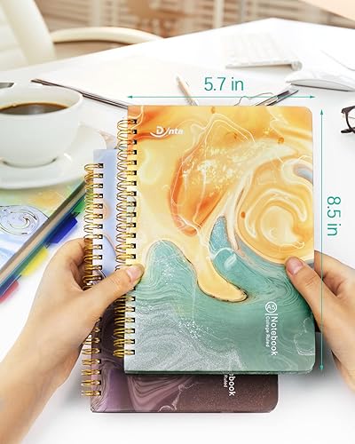 Miniatura 5 de Paquete de 5 cuadernos en espiral de 5 materias de tapa dura con 25 divisores extraíbles, 160 páginas80 hojas cada uno, A5 (8.5 x 5.7 pulgadas) con