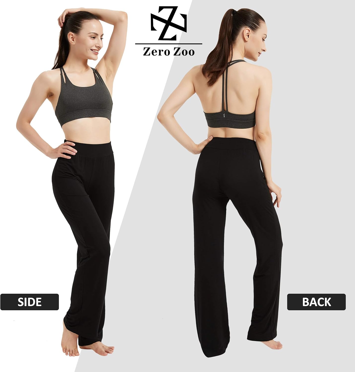 Zero Zoo Women's Athletic Sweatpants, Stretch Soft Workout Running Pants High-Waisted Yoga Pants Wide Leg Loose Pants Loungewear Long Bootcut Flare Pants for Work Sleeping Sports 1 Pack, Black, L : Clothing, Shoes & Jewelry