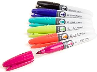 U Brands Low Odor Mini Dry Erase Markers, Medium Point, Assorted Colors, 6-Count