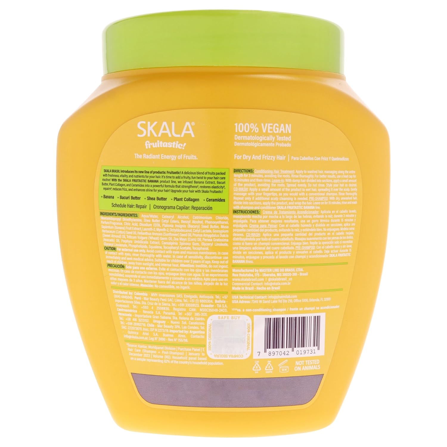 SKALA Banana 2 in 1 Treatment Cream & Leave In Conditioner for All Hair Types, Vegan Hair Mask with Banana & Bacuri Extract, Deep Hydration Mask for Frizz Control, No Parabens or Silicones, 1000 g