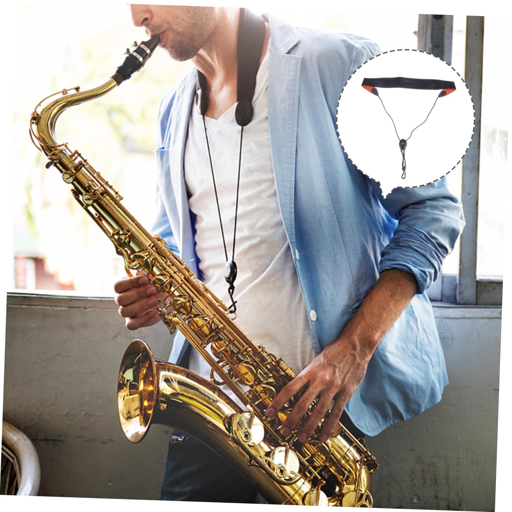 TOYANDONA 3pezzi Cinghia Per Sassofono Regolabile Con Supporto Imbottito e Gancio Antiscivolo Nera Comfort e Stabilità Per Musicisti