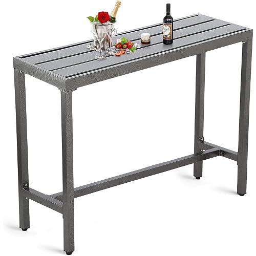 Outdoor Patio Counter Height Bar Table, 47" Rectangle for Patio, Garden, Yard, Balcony, Poolside