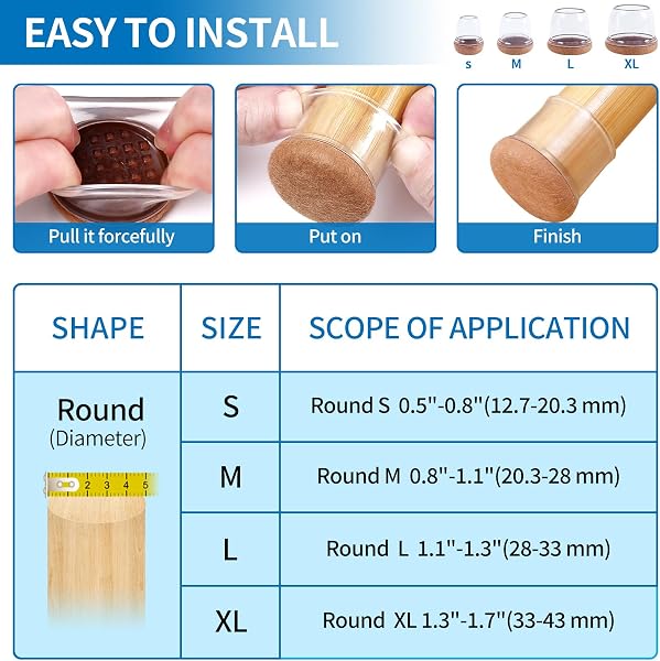 Ezprotekt Protectores de Suelo Transparentes para Patas de Silla 20-28mm, 16 Tapones de Silicona con Fieltro Envuelto, Fundas de Silicona Redondo - 4
