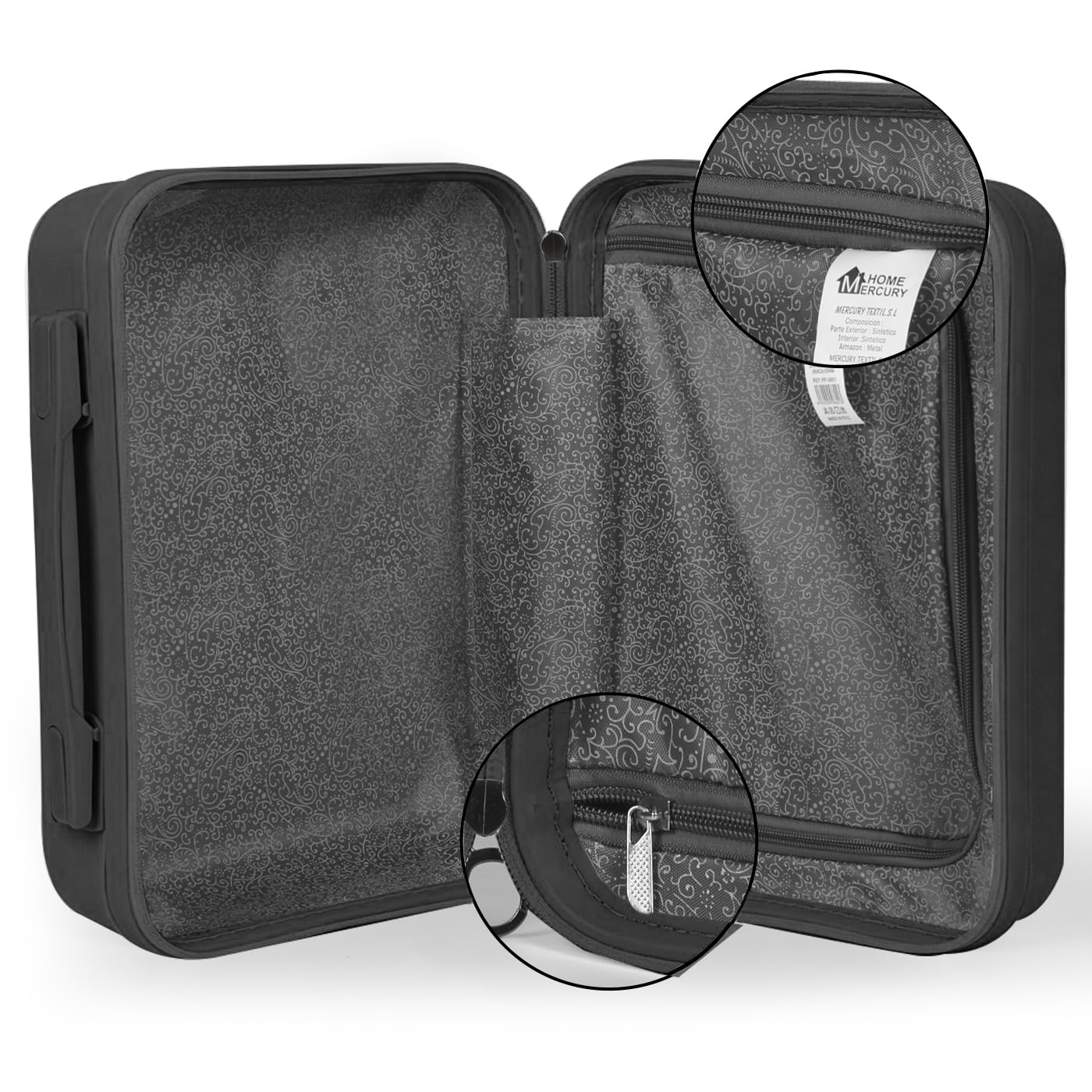 MERCURY TEXTIL- Juego de 4 Maletas de Viaje Neceser, Cabina, Mediana y Grande de Polipropileno con Ruedas Giratorias 360º y Cierre de Seguridad. (Negro) — view 6