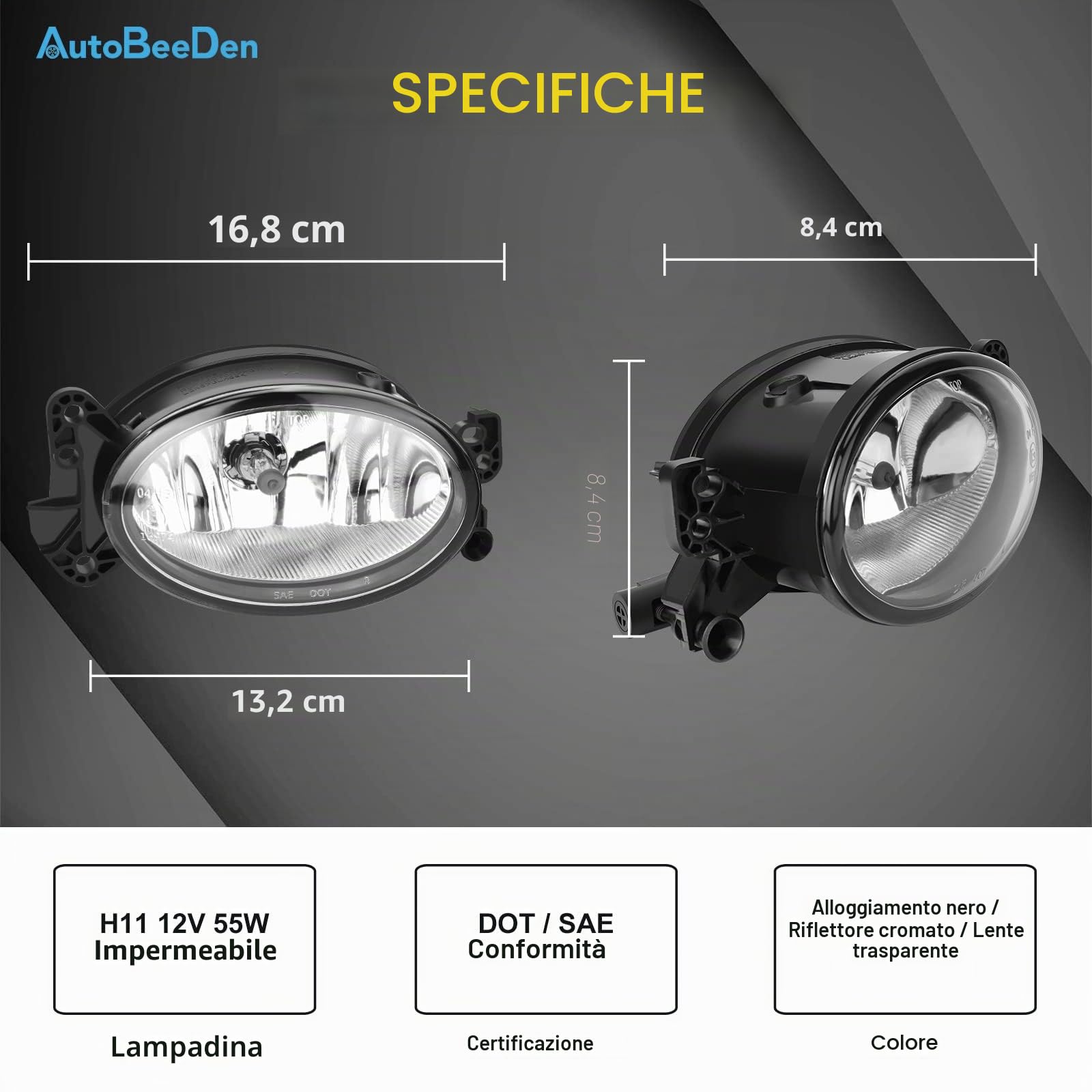 Fendinebbia compatibile con Mercedes Benz W169 C209 A209 C219 W211 S211 W463 X164 W251 R230 W204 S204 W164 Citaro, (Classe A CLK CLS E G GL R SL C M), 2001-2012