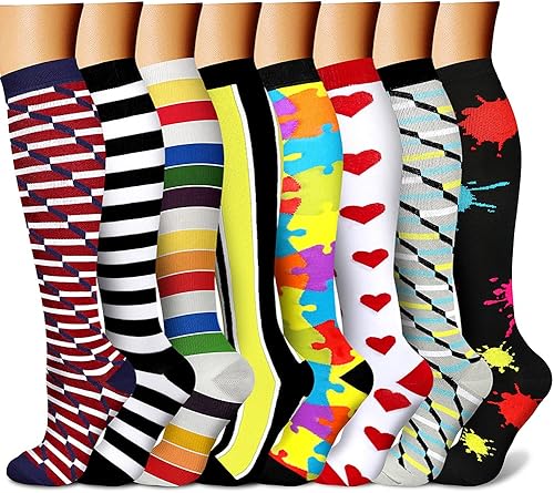 Miniatura 28 de CHARMKING Compression Socks for Women & Men Circulation (8 Pairs) 15-20 mmHg is Best Support for Athletic Running,Cycling