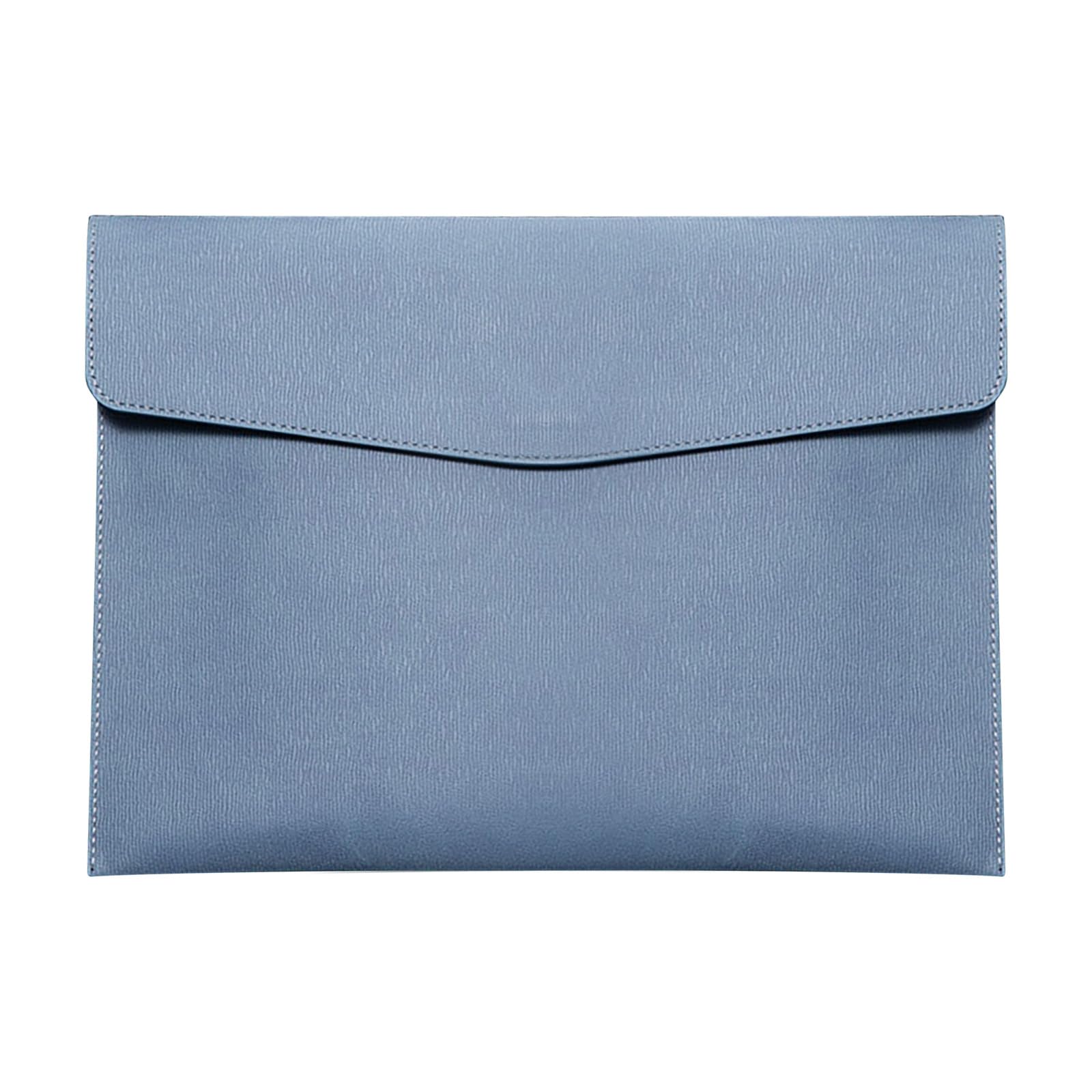 Skyzone Cartera de Documentos A4 en Cuero PU, Organizador Bolsas de Documentos de Viaje, Carpeta de Archivos Impermeable con Cierre a Presión, Estuche de Portafolios de Sobres (Azul)