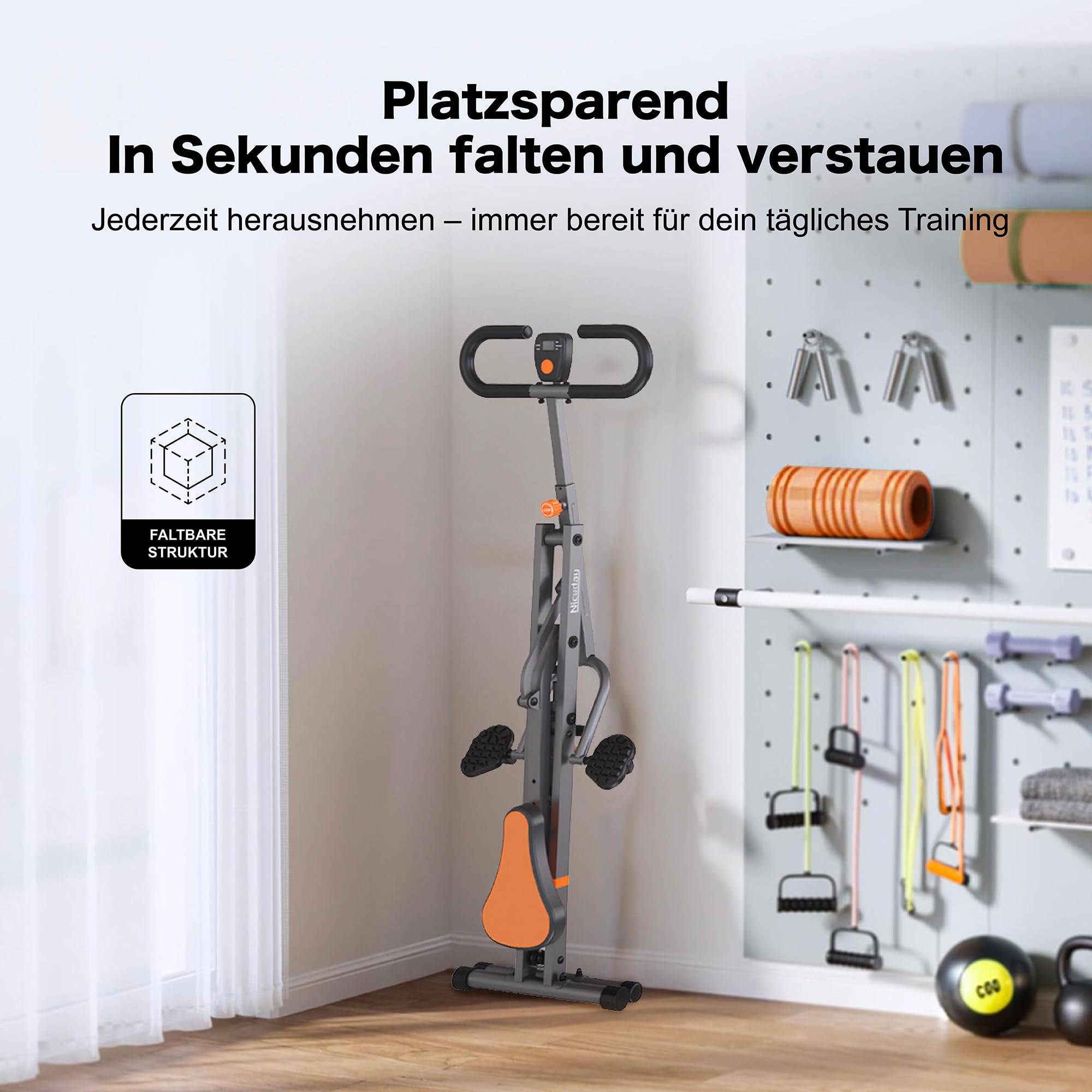 Niceday Squat Maschine für Zuhause – Bauch Beine Po Trainer klappbar & gelenkschonend – Kniebeugen Heimtrainer zum Formen & Straffen – Effektives Ganzkörpertraining – Squat Assist Row Rider