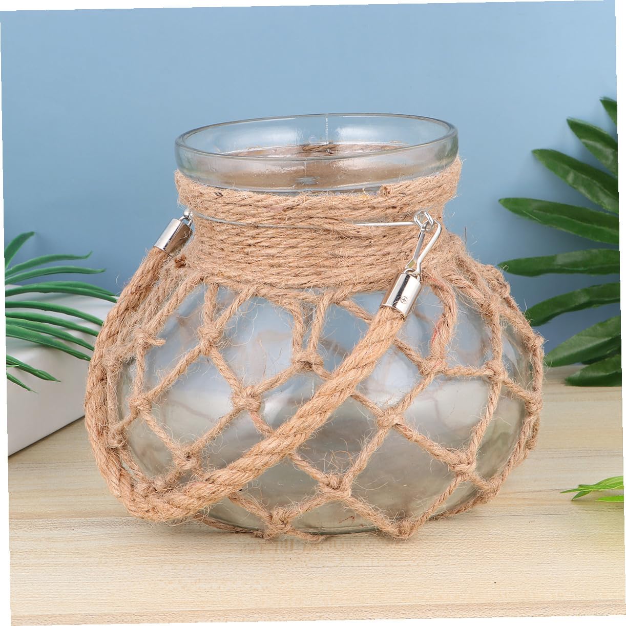 Vaso a cilindro decorativo per coltura Jarrones Decorativos Para Vaso decorativo per matrimoni con corda verde contenitore per piante trasparente supporto conchiglia