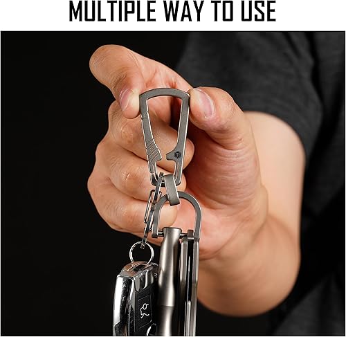 Miniatura 7 de KeyUnity KP05SW Bolt Action Pen con clip y KM17SW Titanio EDC Mosquetón Llavero Clip con Anillo D