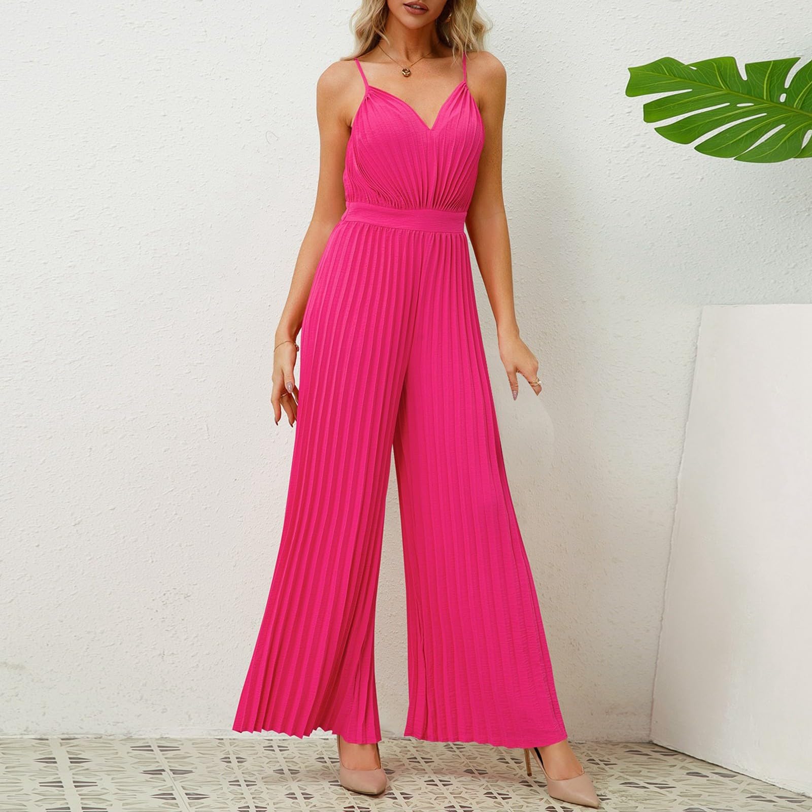 Jumpsuit Damen Elegant, Lang Overall Damen Sommer, Große Größen Ärmellos Einteiler Outfit Frauen Komplett, Romper Playsuit Kostüm, Hosenanzug Damen Hochzeit Sexy Retro Jumpsuit Hochzeitsgast Damen