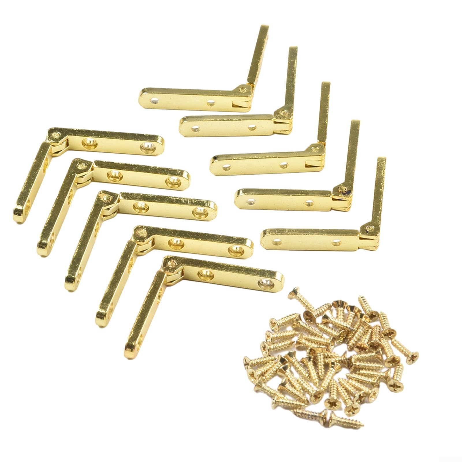 10PCS Fan Hinge 90 Degree Support Zinc Alloy for Wooden Jewelry Box Wine Chest Cabinet Door Hardware (Silver)