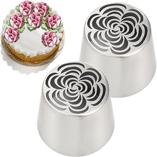 Tuberías rusas, consejos para decoración de pasteles, 2 boquillas para cupcakes, aptas para lavavajillas, forma de rosa floral, herramienta de decoración para cupcakes para cocina casera