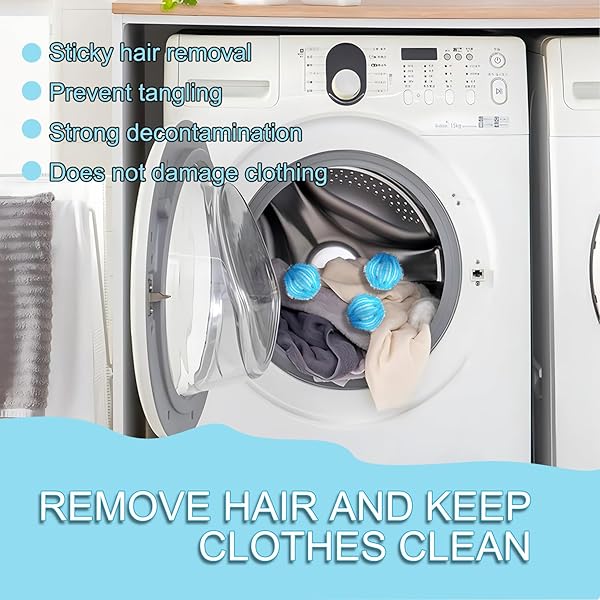 Washing Machine Hair Catch, 8 Pieces Washing Machine Hair Catch, Reusable Hair Collector, Removes Cat, Dog and Other Pets from Clothes and Clothes (Blue) - 3