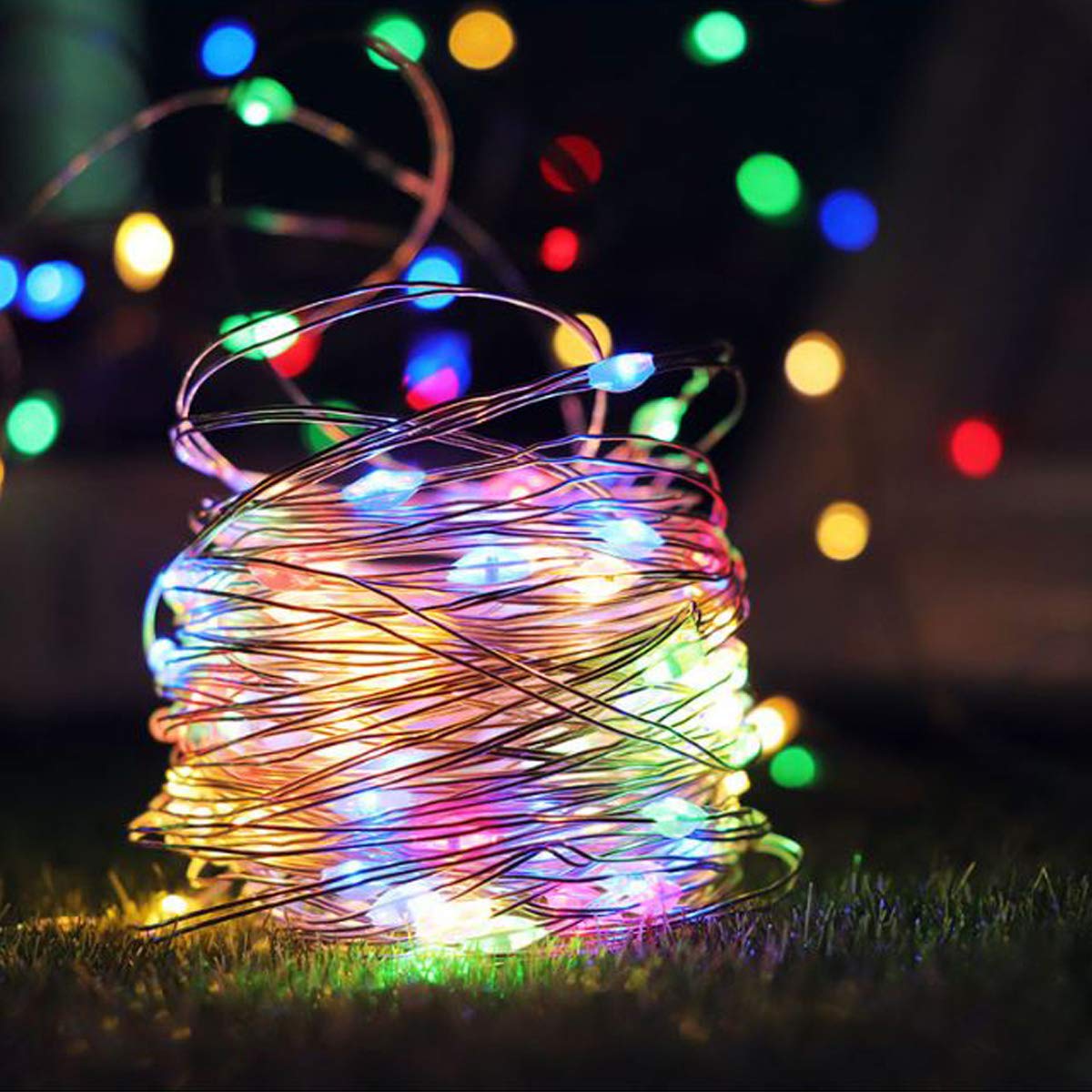 Dreamworth 2 Pack 12 Modes Sound Activated Music String Lights, Battery Operated 33Ft 100 LED Silver Wire Fairy Lights with Remote Timer for Bedroom Wedding Party Festival(Multicolor)