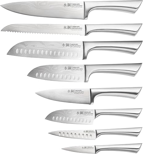 Miniatura 2 de Cuisine::pro Damashiro Knife Block (Bodo, 10 Piece Set) - Premium Japanese Steel Knife Set With Transparent Display - Built-in Magnetic Acacia Wood