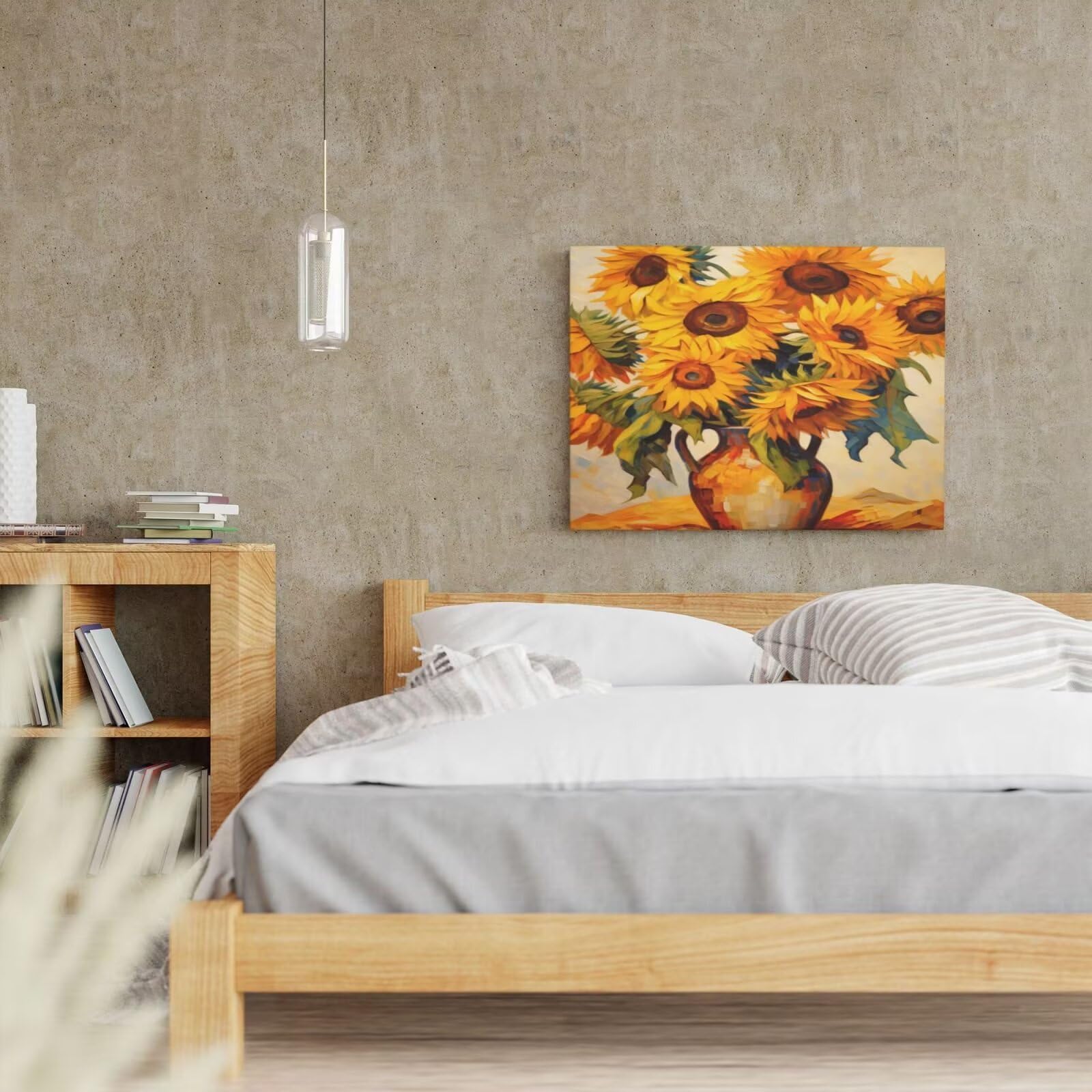MK270 Malen-nach-Zahlen-Set für Erwachsene, Malen nach Zahlen, Motiv: Sonnenblume, Acrylfarbe nach Zahlen für Anfänger, Ölgemälde, Basteln für Heimdekoration, 120 x 90 cm, ohne Rahmen)