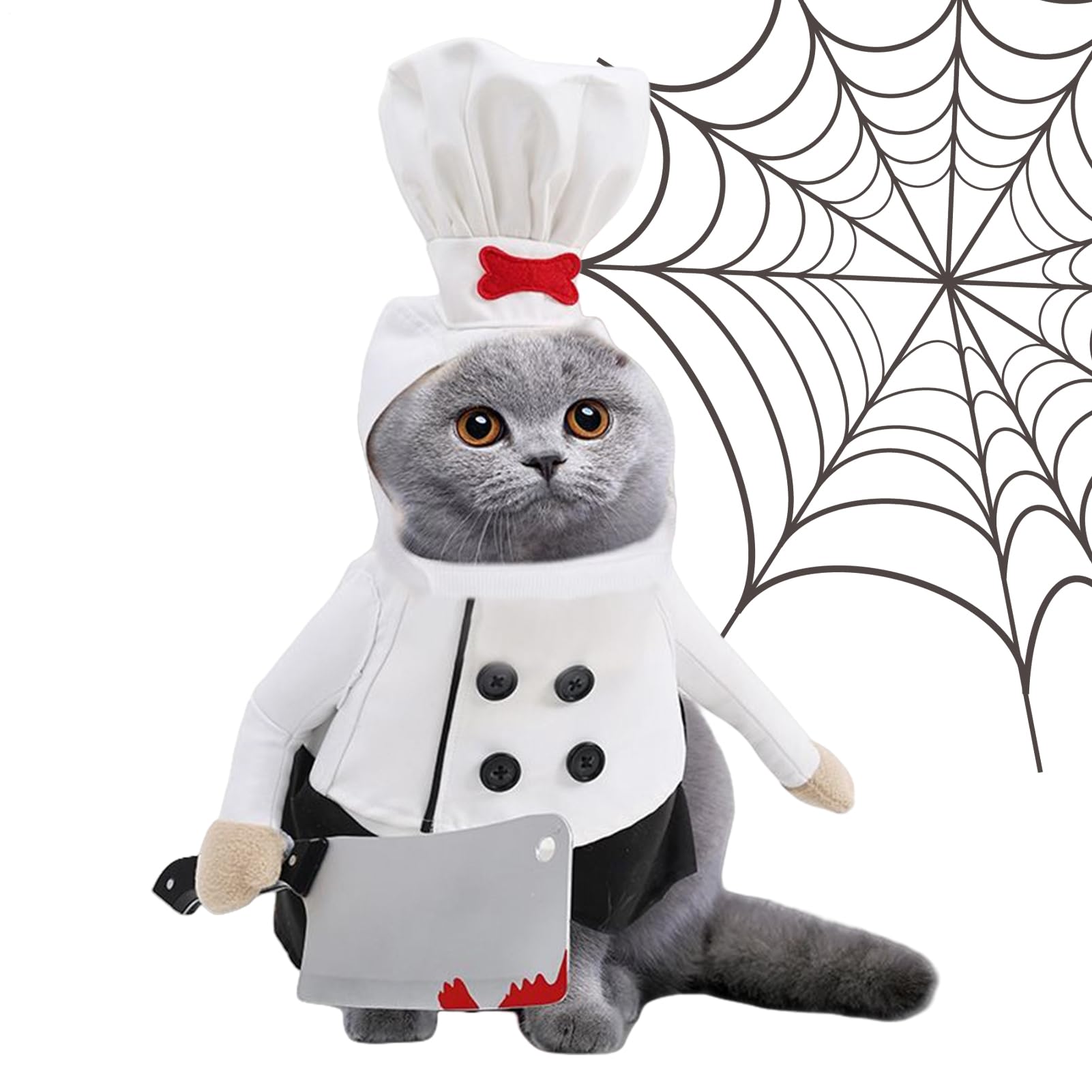 Disfraces de gato para Halloween de chef con sombrero ajustable para fotos divertidas
