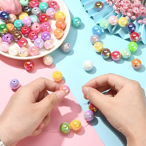 Miniatura 6 de LiQunSweet 200 cuentas espaciadoras acrílicas redondas de 0.630 in con revestimiento UV para manualidades y fabricación de joyas, suministros de