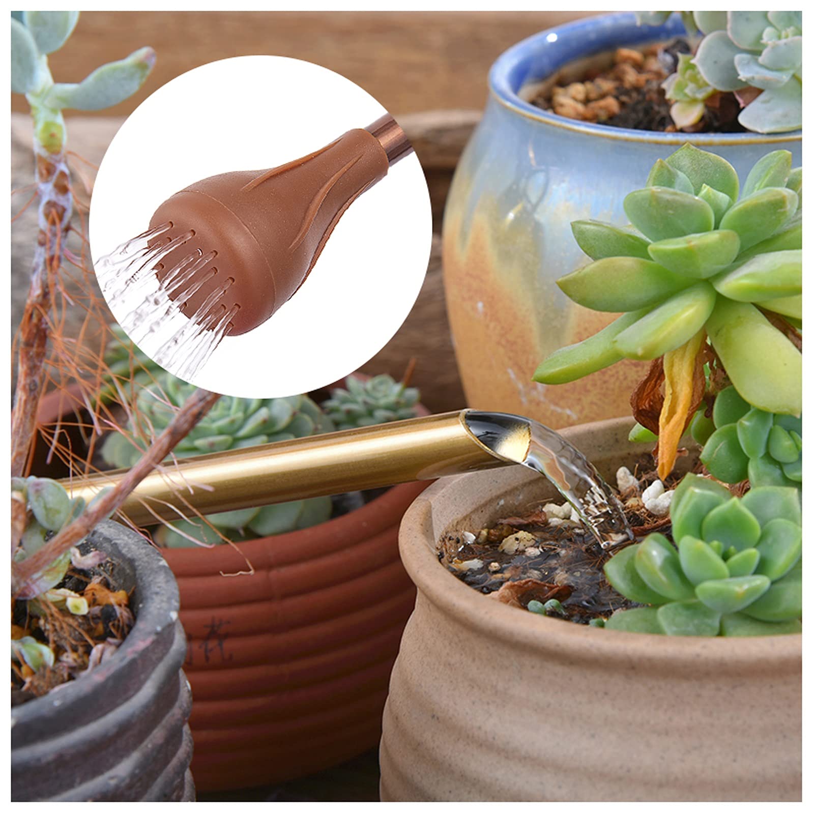 Esta regadera de jardín de Metal con Boquilla Larga es Apta para Interiores y Exteriores, Tiene una regadera Decorativa semiesférica de 1,5 L para Plantas de jardín, Fabricada en Acero inoxi