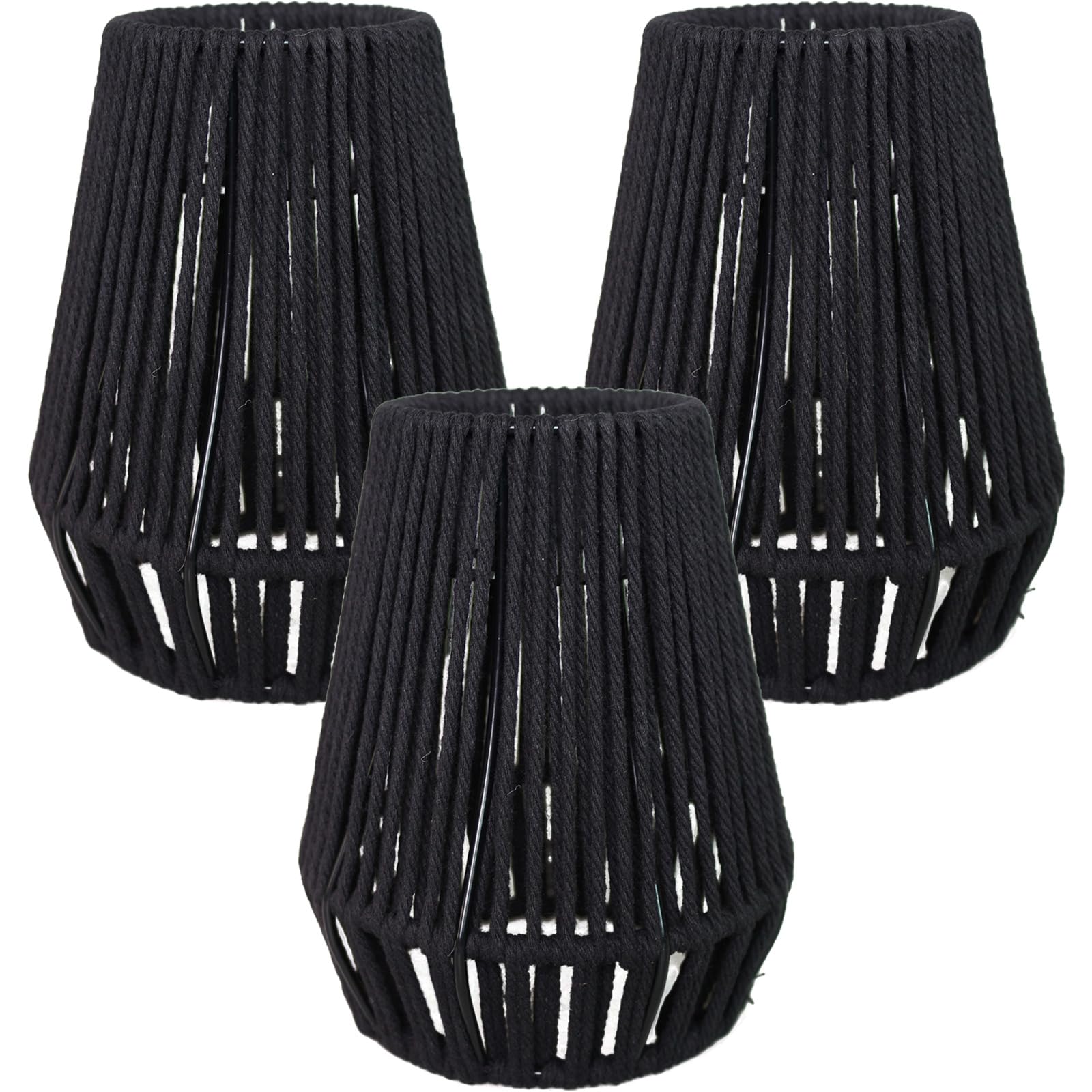 Osasy boho lamp shades Black Rattan Pendant Light Shade,Coastal Handwoven Rattan Lamp Shade,Boho Hanging Lampshades Replacement for Kitchen Island