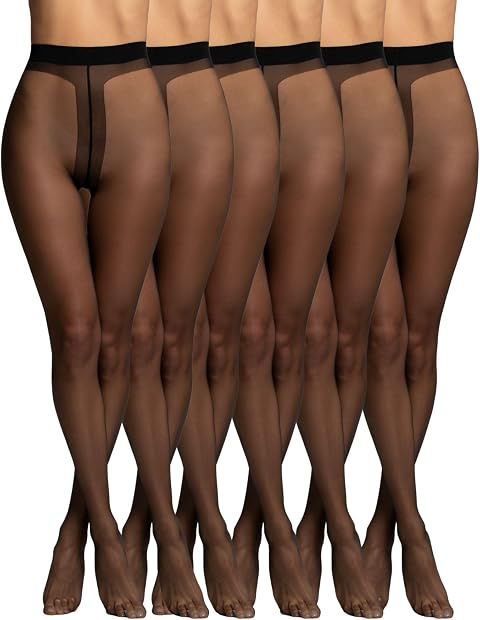 POMPEA 6 Paia Collant Donna 8 Denari, Calze Velate Opache con Cuciture Piatte, Compressione Leggera