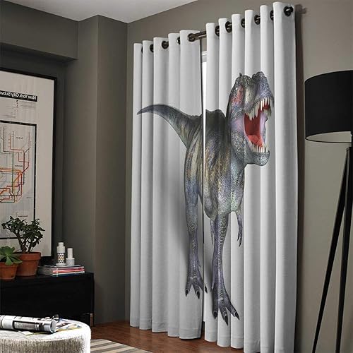 Miniatura 2 de Blackout Curtains Thermal Insulated Dinosaur Solid Pattern Metal Grommet Elegant Room Drapes Window Curtain for Bedroom Living Room 52x84 Inch x2