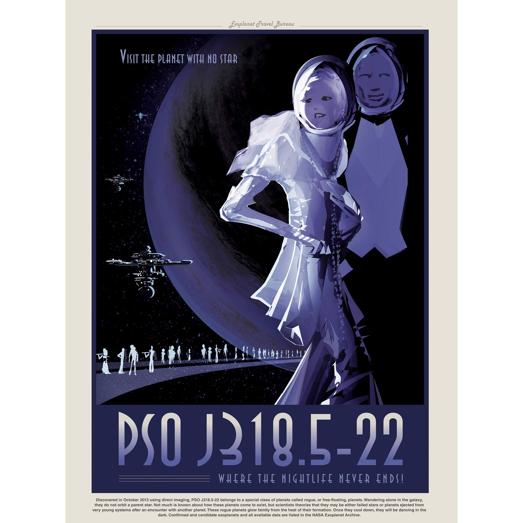 PSO J318.5-22 Nightlife Never Ends NASA Space Tours Travel Premium Wall Art Canvas Print 45,7 x 61 cm